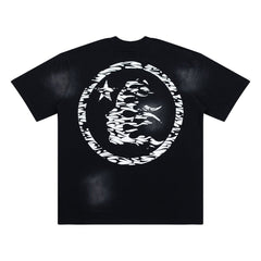 Hellstar Zebra Print Star Washed Black Tee