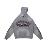Hellstar Flame Logo Vintage Washed Grey Hoodie
