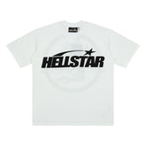 Hellstar Front Logo Back Circle Flame White Graphic Tee
