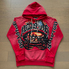 Hellstar Skull Flame Vintage Wash Tracksuit (Red)