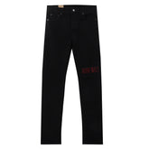 Ksubi Red Outline Logo Embroidered Black Slim Jeans