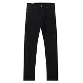 Ksubi Red KSUBI Letter Embroidery Solid Black Slim Jeans
