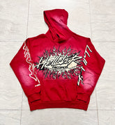 Hellstar Records Flame Vintage Washed Red Hoodie