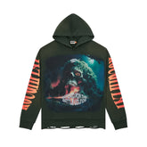 ROUGHPLAY Skull Graphic Distressed Hem Hoodie