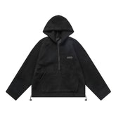 ESSENTIALS Fear Of God Black Sherpa Half Zip Hooded Pullover