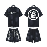 Hellstar Circle Flame Face Logo Tee & Shorts Set