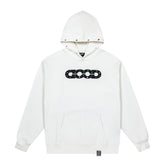GOOD Color Rhinestone White Hoodie