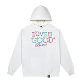 Color Rhinestone LOVE IS GOOD White Hoodie
