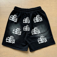 Hellstar All-Over Skull Flame Print Tee & Shorts Set