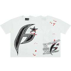 Hellstar Streamline H Star Red Splatter White Tee