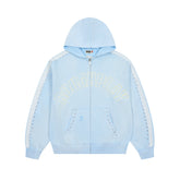 ROUGHPLAY Studded Stripe Vintage Zip-Up Hoodie
