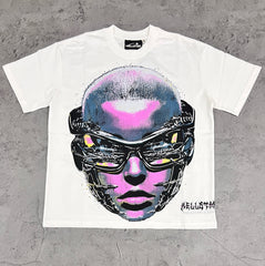Hellstar Cyberpunk Goggle Portrait White Tee