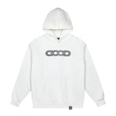 GOOD Silver Rhinestone Distressed White Hoodie