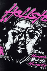Hellstar Pink Letter Portrait Black Tee
