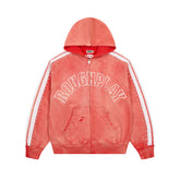 ROUGHPLAY Studded Stripe Vintage Zip-Up Hoodie