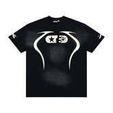 Hellstar Alien Outline Logo Vintage Washed Tee