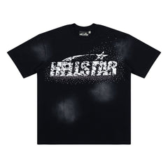 Hellstar Zebra Print Star Washed Black Tee