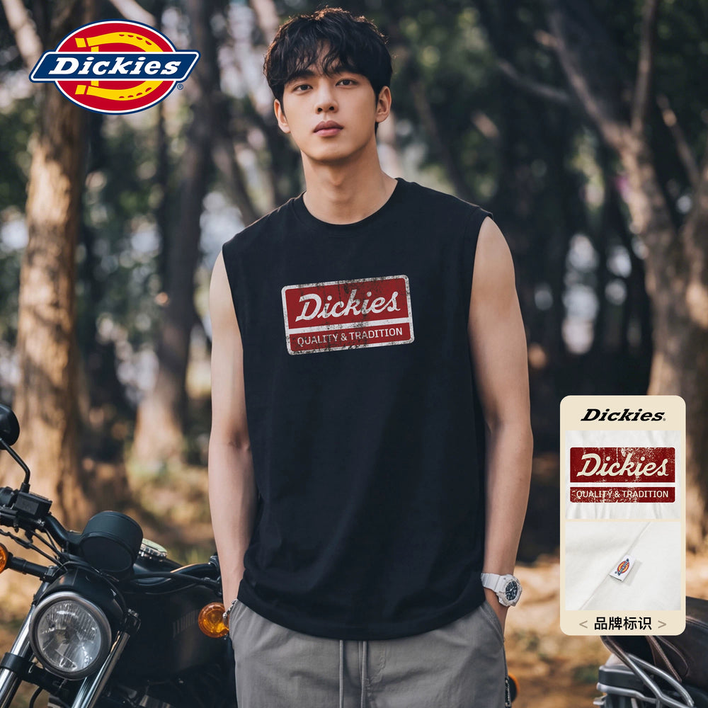Dickies帝酷适纯棉工字背心男夏季美式简约高级字母印花清爽上衣M