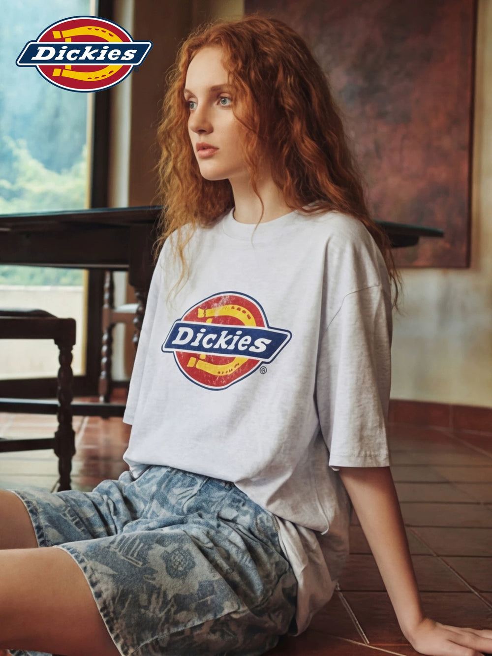 Dickies帝酷适短袖T恤女新款潮牌宽松百搭圆领印花休闲简约上衣m