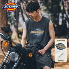Dickies帝酷适黑色坎肩背心男夏季纯棉休闲运动圆领无袖T恤上衣M