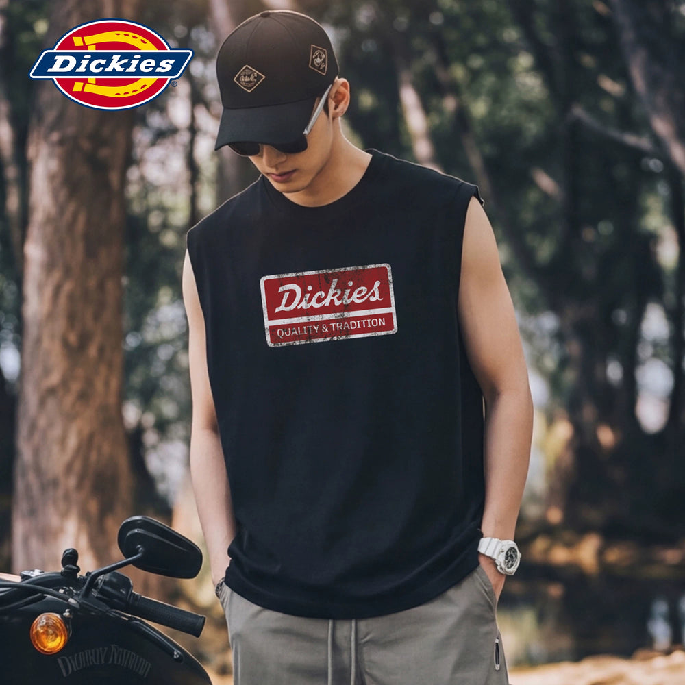 Dickies帝酷适纯棉工字背心男夏季美式简约高级字母印花清爽上衣M
