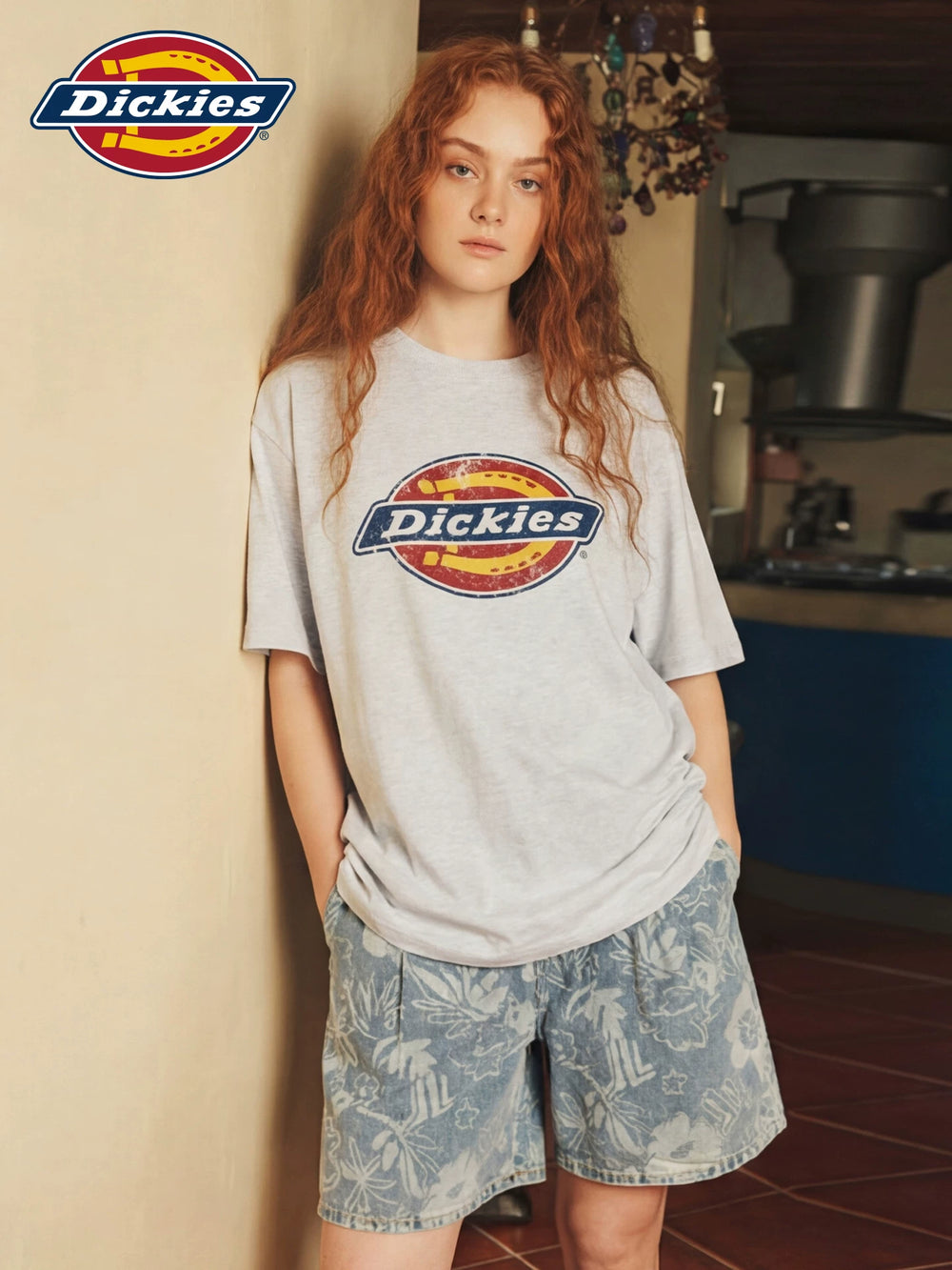 Dickies帝酷适短袖T恤女新款潮牌宽松百搭圆领印花休闲简约上衣m