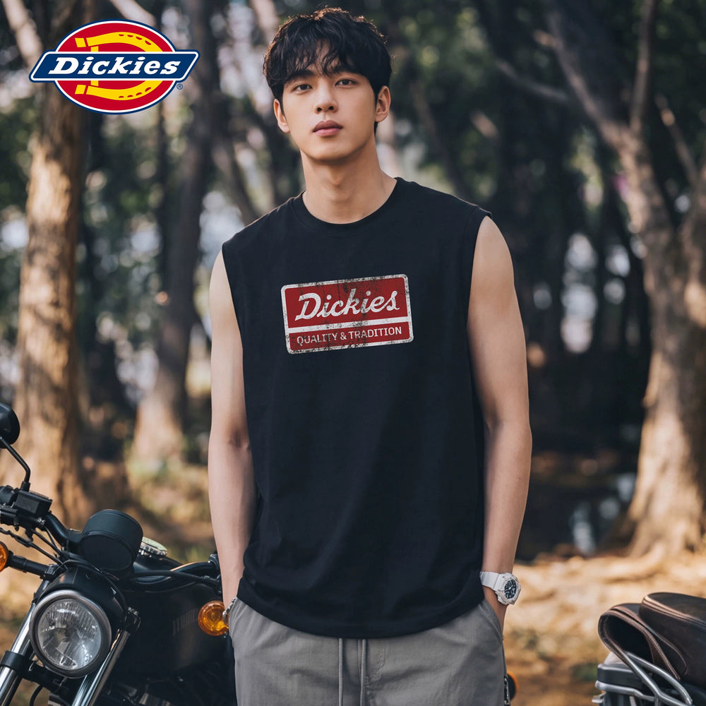 Dickies帝酷适纯棉工字背心男夏季美式简约高级字母印花清爽上衣M