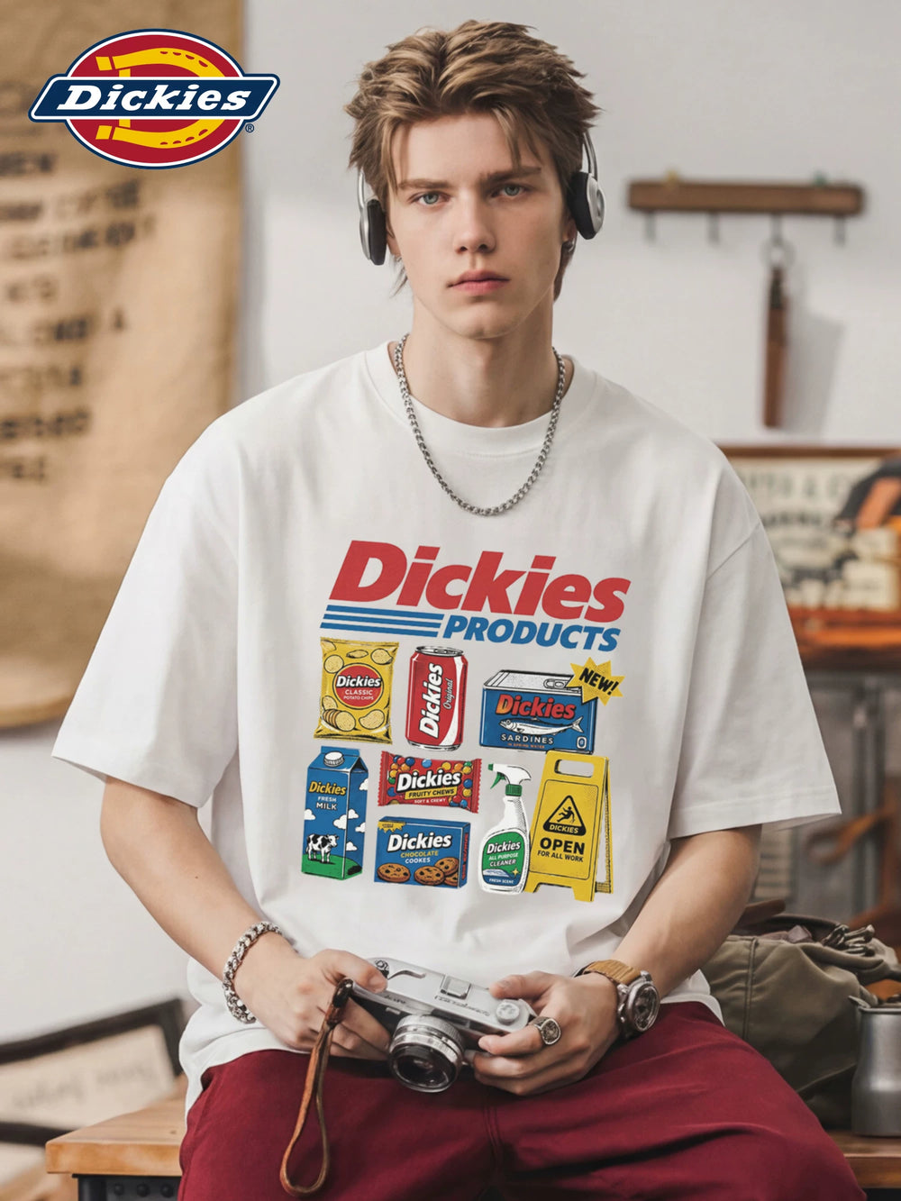 Dickies帝酷适美式趣味印花短袖t恤男潮牌半袖上衣街头百搭体恤M