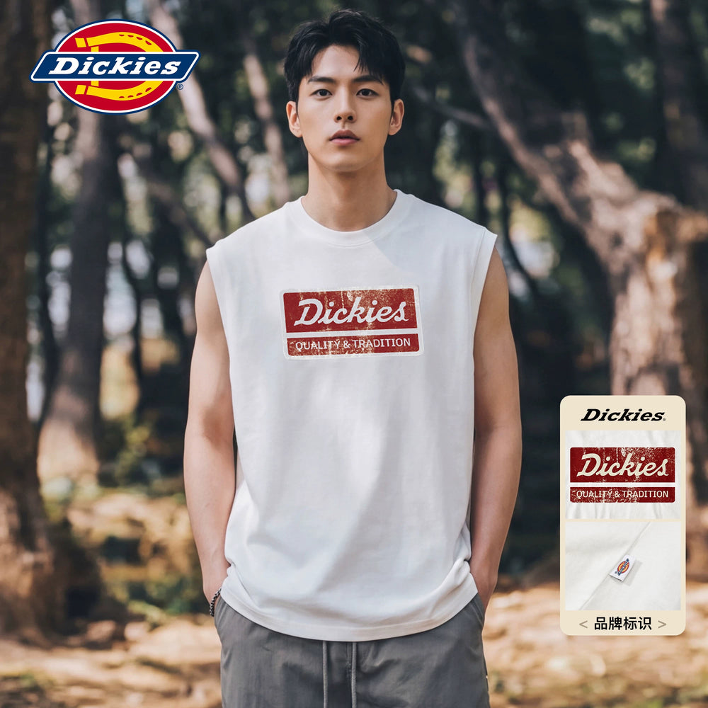 Dickies帝酷适纯棉工字背心男夏季美式简约高级字母印花清爽上衣M