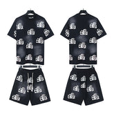 Hellstar All-Over Skull Flame Print Tee & Shorts Set