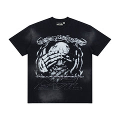 Hellstar No Evil Hear See Speak Skull Hands Vintage Washed Tee
