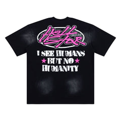 Hellstar Pink Letter Portrait Black Tee