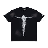 Hellstar QR Code Crucifix Figure Black Mineral Wash Tee