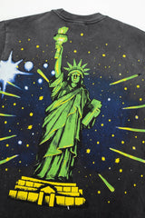 Valley Dreams Statue Of Liberty Vintage Washed Double Sided Graphic Tee
