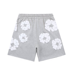 Denim Tears Heather Grey White Cotton Wreath Sweat Shorts