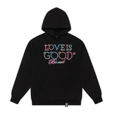 Color Rhinestone LOVE IS GOOD Black Hoodie