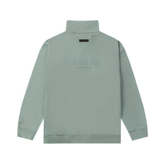 ESSENTIALS Fear Of God Sage Green Half Zip Mock Neck Sweatshirt
