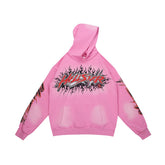 Hellstar Flame Logo Vintage Washed Pink Hoodie