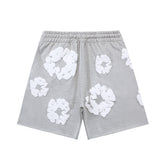 Denim Tears Heather Grey White Cotton Wreath Sweat Shorts