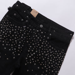 Ksubi Cross Studded Solid Black Slim Jeans