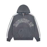 ROUGHPLAY Studded Stripe Vintage Zip-Up Hoodie