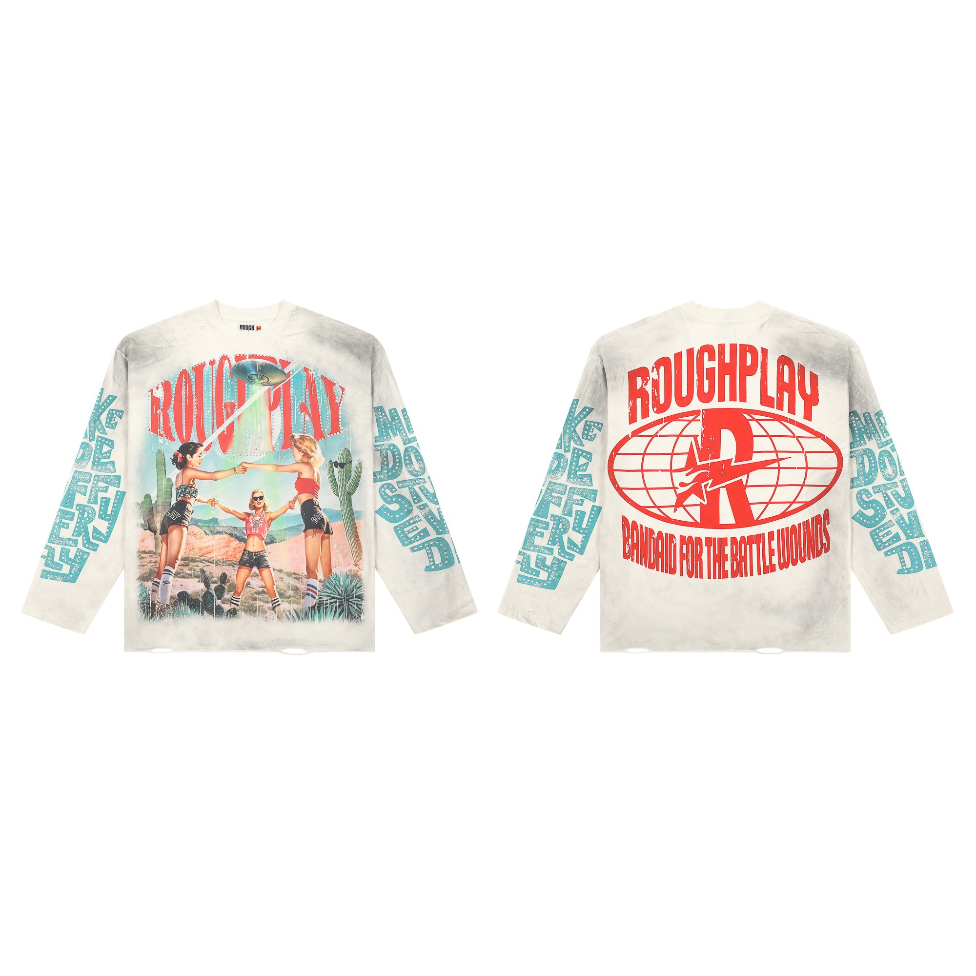 ROUGHPLAY Desert UFO Pin-up Girls Vintage Long Sleeve Tee