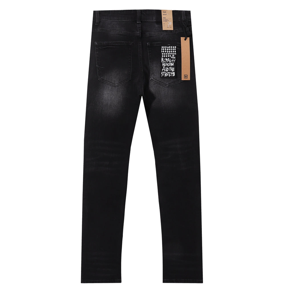 Ksubi Black Washed Multi Frayed Rip Slim Jeans