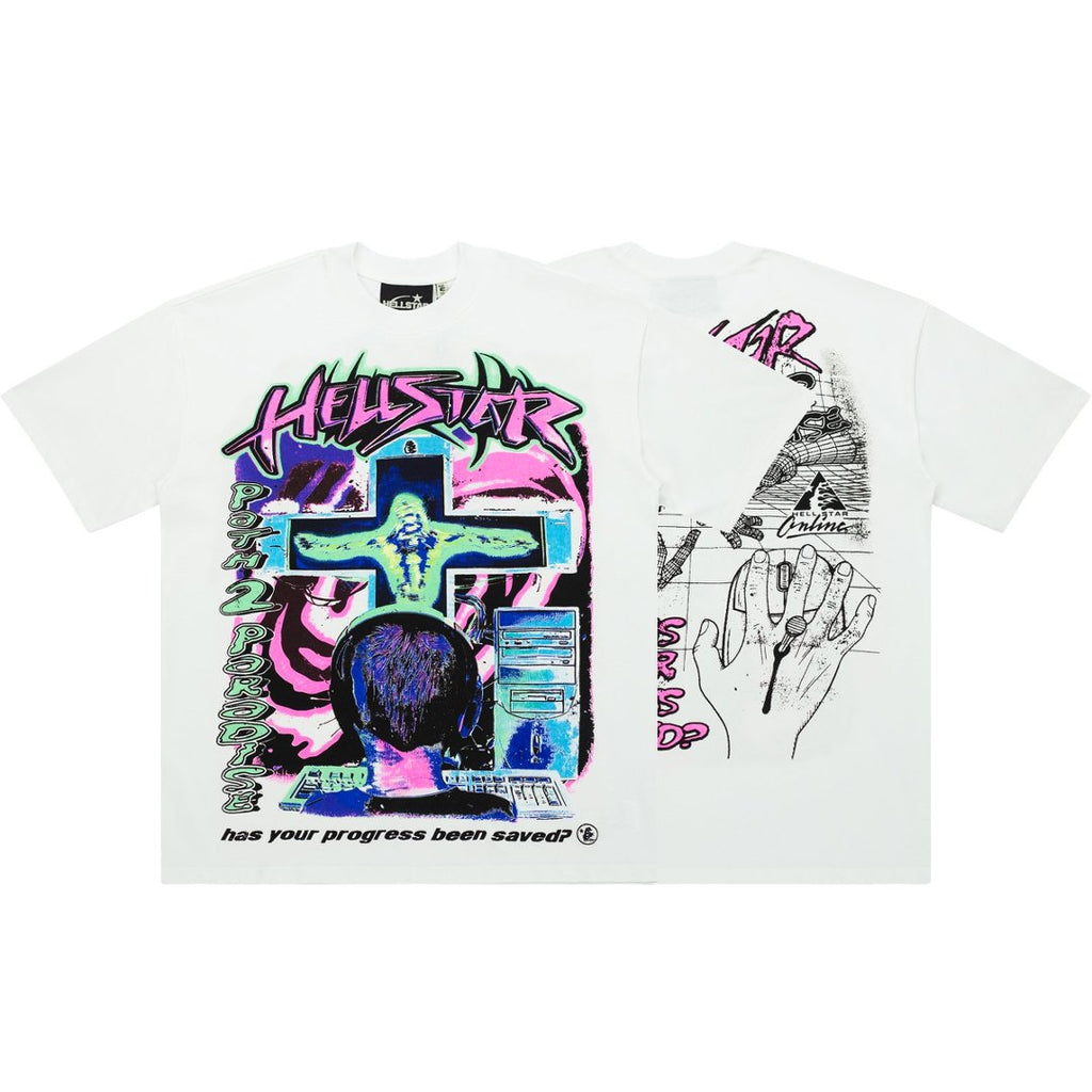Hellstar Path 2 Paradise Cyber Computer White Tee
