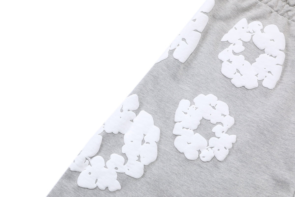 Denim Tears Heather Grey White Cotton Wreath Sweat Shorts