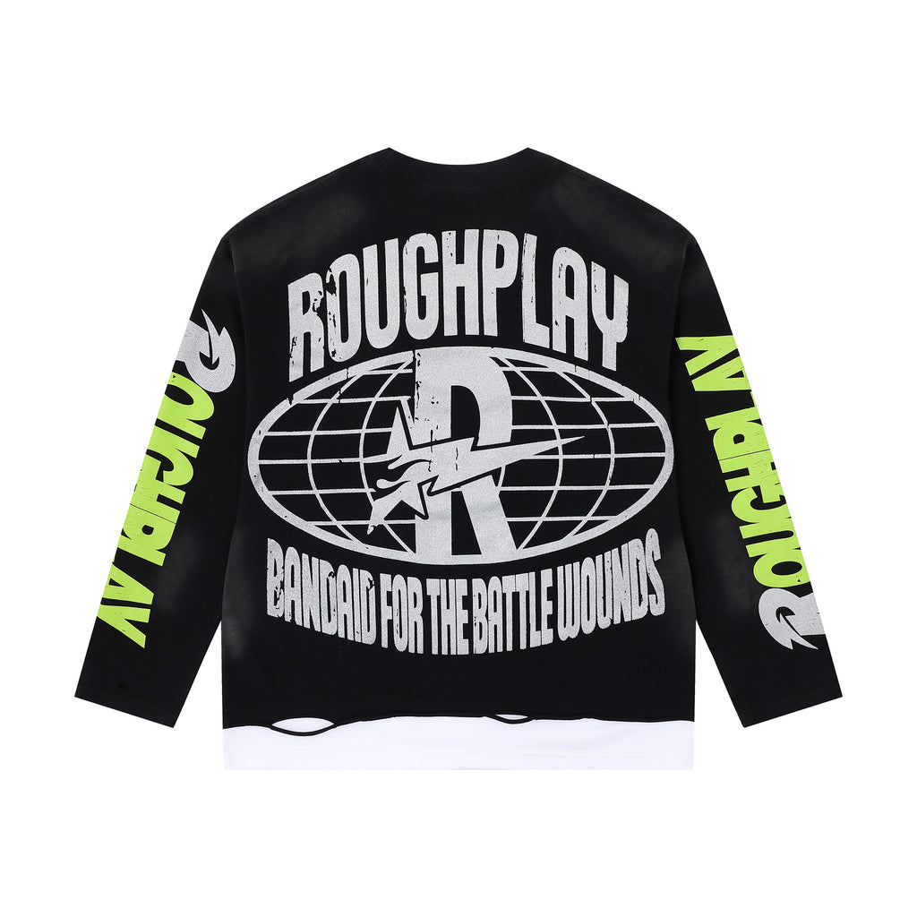 ROUGHPLAY Laser Eyes Skull Vintage Long Sleeve Tee