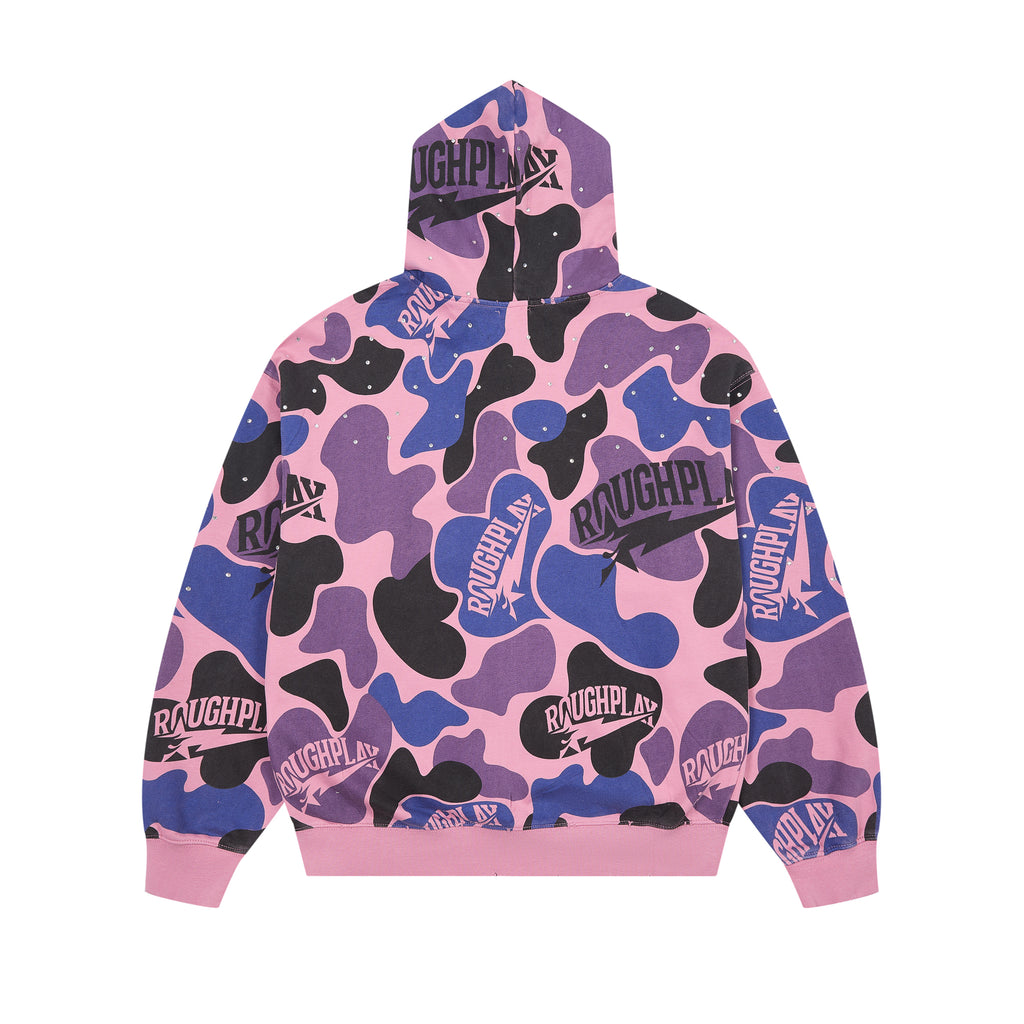 ROUGHPLAY Pink Purple Camo Rhinestone Zip-Up Hoodie
