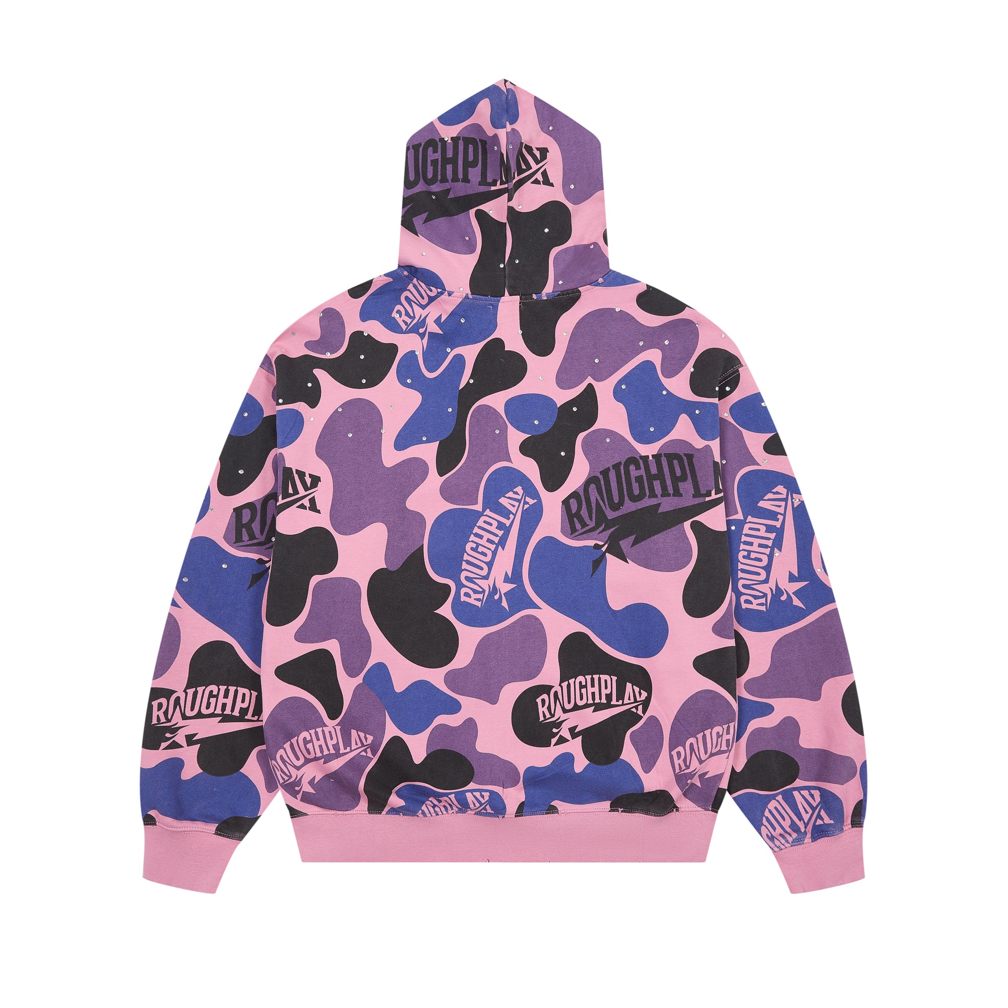 ROUGHPLAY Pink Purple Camo Rhinestone Zip-Up Hoodie