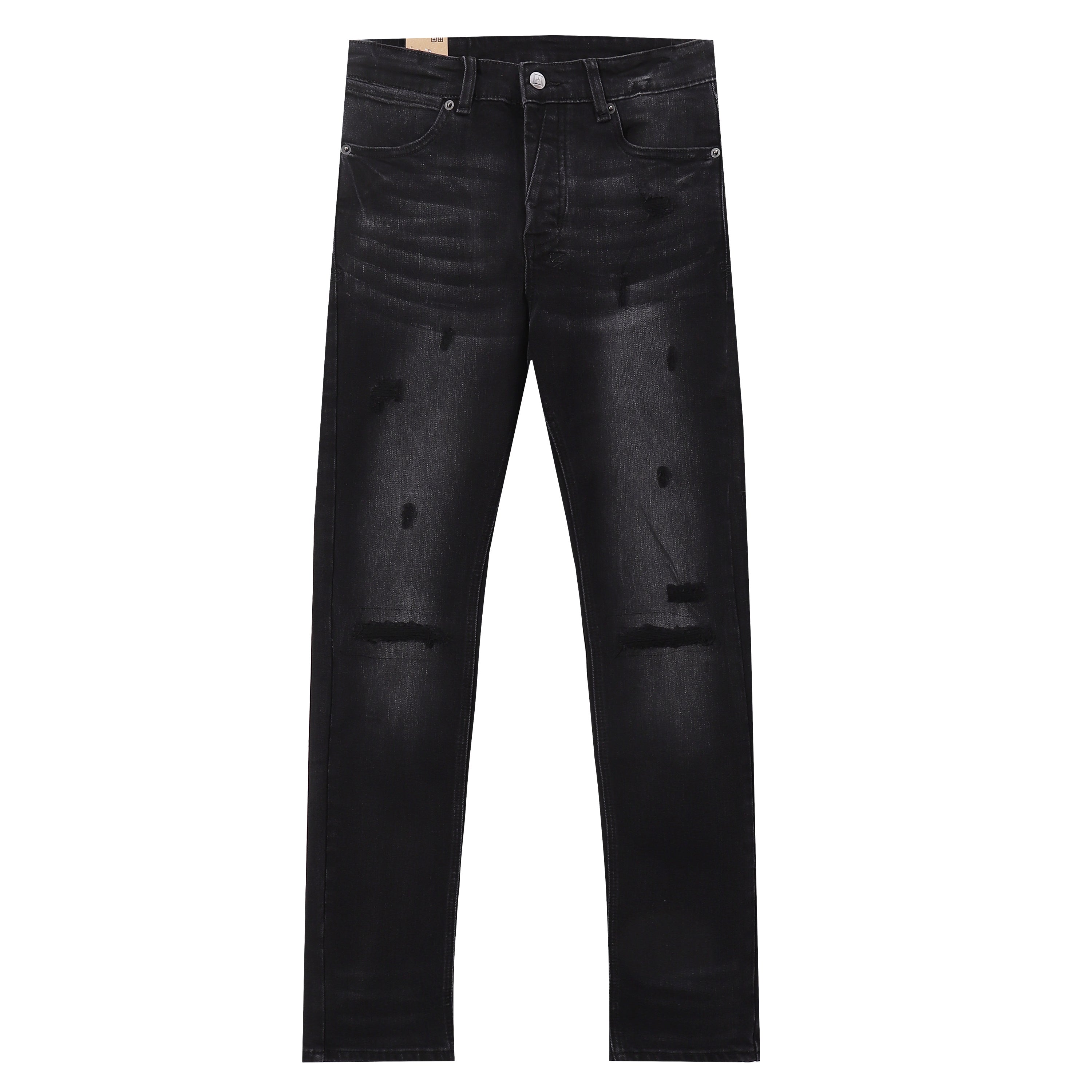 Ksubi Black Washed Multi Frayed Rip Slim Jeans