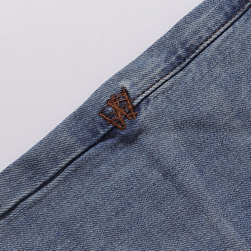 Ksubi Classic Light Blue Washed Small Square Logo Slim Jeans